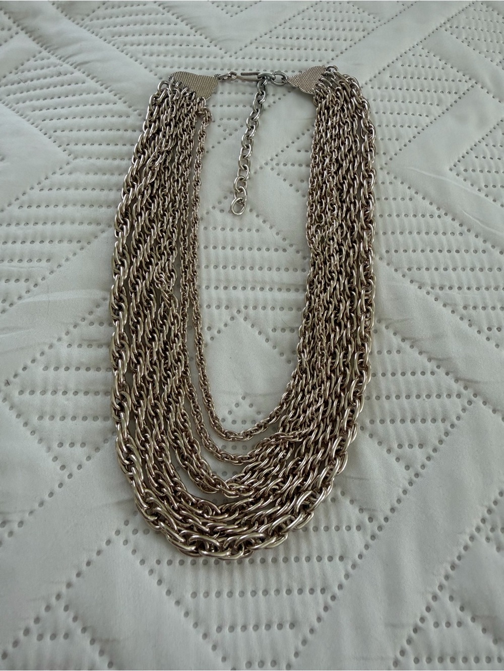 Vintage 7-Strand Silver-Tone Chain Necklace - Women Jewelry